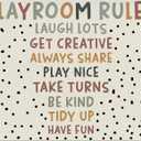 Boho Playroom Kids Hanger With Wood Frame, Classroom Door Hanger, Play Room Rules Wall Art Decor for Kids Play Game Room Bedroom Nursery Home School Playroom Essentials, Nursery Decor, 12X16 Inch