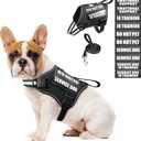 Service Dog Vest Harness and Leash Set+10 Patches,No Pull&Easy Walk Reflective Dog Harness with Soft Padded Handle for Training/Everyday,Fit Small/Medium/Large/Extra-Large Dogs (Black S)