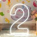 YALLOVE Neon Sign Number 2, Acrylic Light up Number, Large Marquee Number Lights Sign, USB Powered Number Sign for Birthdays Decor, Party Anniversary