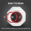 Flip Cube Pomodoro Timer - Rechargeable Visual Countdown & Count Up Stopwatch, 7 Preset Intervals, 3 Alarm Modes, Productivity Tool for ADHD, Kids, Study, Work & Kitchen (White)