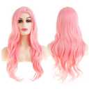 Baruisi Long Curly Wavy Pink Wigs for Women Side Part Natural Looking Cosplay Synthetic Heat Resistant Replacement Wig, Light Pink