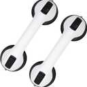 2-Pack Grab Bars for Bathtubs and Showers, 12 inch Shower Handle Suction Shower Bar, Safety Bars for Shower Chair, Bathroom Grab Bar for SeniorNo Drilling Removable (Black, 12 inch)