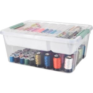 Baylee and Me Clear Plastic Storage Box with Removable Tray  Perfect for Organizing Arts and Craft Supplies, Sewing Notions, Small Toys, Bead, Art Supplies