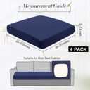 Newwiee Set of 4 Stretch Patio Cushion Covers Sofa Couch Seat Chair Slipcovers Cushion Cover Replacement Furniture Protector for Pets Washable(Navy Blue,Seat Cover,Solid)