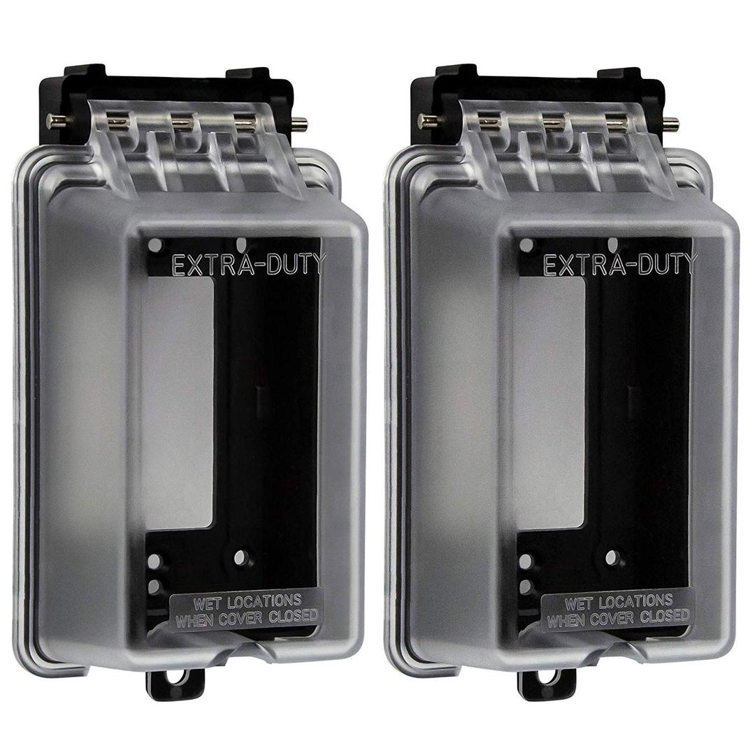 ENERLITES Outdoor Outlet Cover Extra-Duty in-Use Weatherproof Outdoor Decorator/GFCI Receptacle Outlets, Weatherproof Enclosure, 1-Gang 6.1H x 3.4W x 2.8D, Clear Cover, IUC1V-D-2PCS, 2 Count