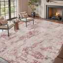 tchdio Area Rug 9x12 Rugs for Living Room- Abstract Soft Living Room Rug-Non Slip Carpet- Washable Pink Rug for Bedroom Dining Room Home Office
