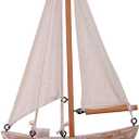 Wooden Sailboat Model Decoration, Mini Wood Sailing Boat Ship Model Handmade Rustic Vintage Beach Nautical Ocean Theme Sailboat Decor 10.75 x 6 x 1.5 Inches (Wood Sail Boat B)