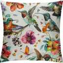 Birds Flowers Painting Throw Pillow Covers - Home Aesthetic Decor for Bedroom Sofa