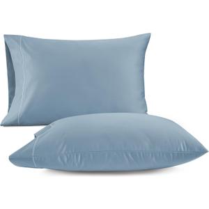 LANE LINEN 100% Egyptian Cotton Pillow Cases Queen Size Set of 2 (20"x30") - - Soft Light Blue Pillow Cases - French Blue
