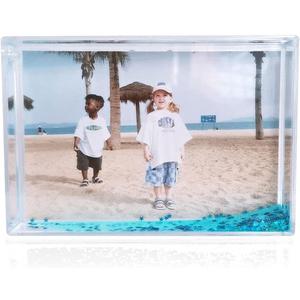 Glitter Picture Frames Gifts Acrylic Photo Snow Picture Frame Friends Family Snow Globe Photo Frame Dad Picture Frame Gifts for Women (4x6 BLUE) (blue)