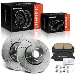 A-Premium 12.28 in (312 mm) Front Drilled and Slotted Disc Brake Rotors + Ceramic Pads Kit Compatible with Select Acura Models - RDX 2013-2018, ILX 2016, 6-PC Set A-Premium 12.28 in (312 mm) Front Drilled and Slotted Disc Brake Rotors + Ceramic Pads Kit Compatible with Select Acura Models - RDX 2013-2018, ILX 2016, 6-PC Set