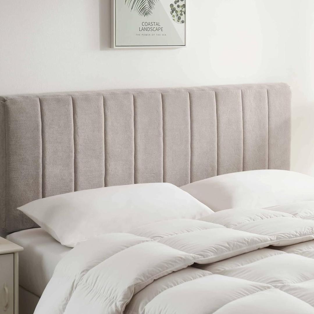 Nestl Upholstered Twin Headboard - Easy Assemble Channel Stitched Headboard Twin Size - Wall Mounted Headboards with 3D Soundproof Wall Panels Peel & Stick Floating Headboards, Silver