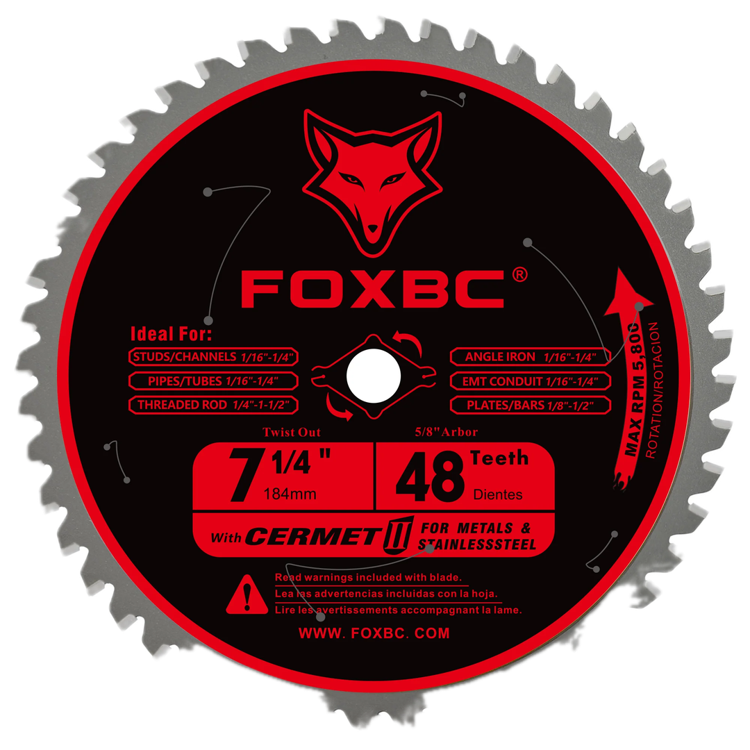 FOXBC 7-1/4 inch 48 Teeth Circular Saw Blade for Metal and Stainless Steel Cutting, Replacement for Diablo D0748CF Ceramic Carbide Saw Blade