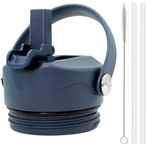 Straw Lid for YETI Rambler Bottle 18/26/36/64 oz, Replacement Straw Cap for YETI Rambler Bottle, Lid with Straws and Brush and Flexible Handle, Navy
