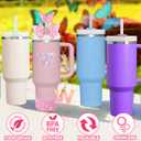 Mity rain 8Pcs Accessories for Stanley Cup with Handle 40OZ/30OZ, Including Diamond Straw Topper/Spill Proof Stopper/Silicone Boot/Bow Decortion/Letter Charms A-Z (W)