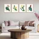 4pcs Vintage Cactus Wall Art Arizona Plants and Flowers Posters Prints Succulents Watercolor Pictures Painting Green Cactus Canvas Wall Decor for Kitchen bathroom Unframed