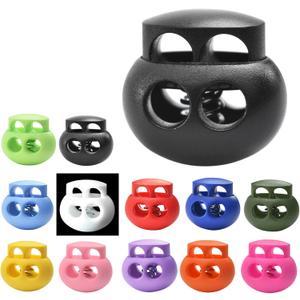 30pcs Assorted Colors Plastic Spring Cord Lock for Drawstring Replacement, Elastic Shoeslace Locks Toggles Stopper Gloves Sweatpant String Paracord Lock Shoe Lace Tie Locks Double Hole Fastener Slider