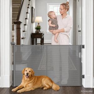 Retractable Baby Gate for Stairs 50” Wide Mesh Dog Gate