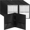 Mr. Pen- Black Plastic Folders with Pockets and Prongs, 24 Pack, Letter Size, Black Flexible Plastic Folders with Prongs, Clear Front Pocket and Card Slot (Black + Organizational Sheets)