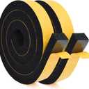 YoleShy Window Air Conditioner Foam Tape 2 Pcs 2 Inch Wide x 1 Inch Thick Weather Stripping Door Seal Strip for Insulation, Weatherstrip, Gap Blocker, Total 13 Feet Long(6.5ft x 2 Rolls), Black