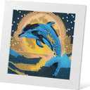 DIYGEMDOT Dolphin Diamond Painting Kit for Kids with Wooden Frame, 5D Diamond Art Gem Painting for Beginners, Gem Art Crafts and Gifts for Girls and Boys Ages 4-5-6-7-8-9-10-11-12 (7X7 Inches), 3 count