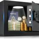 GTPLAYER Safe Box 0.44 Cubic Feet for College Dorm Room with Electronic Keypad and Fingerprint, Shelf, Wall Mount Kit, Hidden Home Safe for Money, Jewelry and Passport