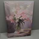 LURENCZH Lily Canvas Wall Art Pink Flower Picture Prints Book Art Wall Decor Abstract Floral Painting Prints for Living Room Decor Framed(Floral-3,16.00" x 24.00")