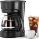 Compact 5-Cup Coffee Maker: Featuring Brew-Pause Technology, a Permanent Filter, and Simple One-Touch Operation. Enjoy Auto Keep-Warm Coffee, Perfect for Home/Office/Outside-Black.