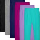 Resinta 6 Pack Girls Cotton Leggings Kids Pull On Leggings Elastic Waistband Stretchy Full Length Footless Soft Tights Pants, 7-8 Years