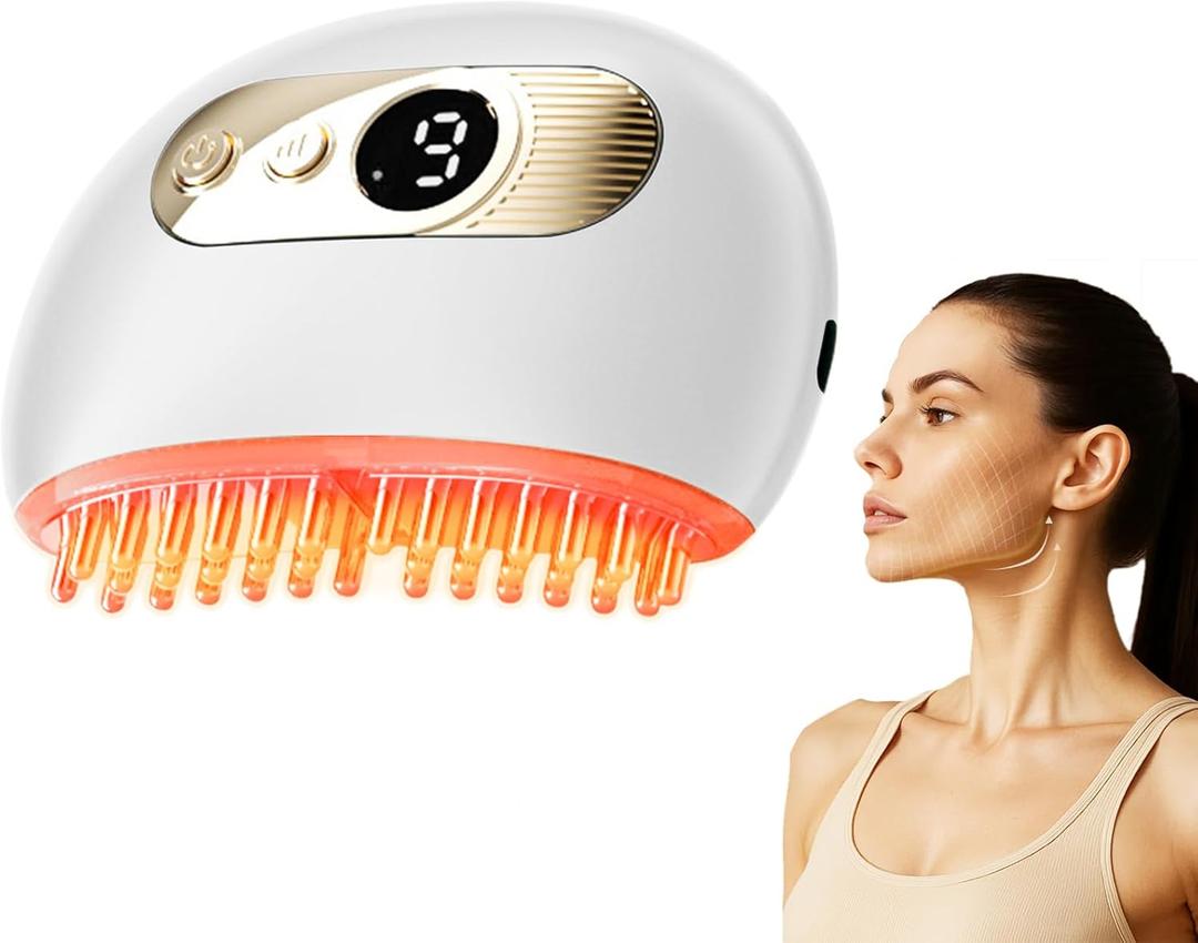Lymphatic Contour Face Brush – Face Massager for Lymphatic Drainage, Double Chin Reducer, and Facial Sculpting – Gentle Vibrating Lymphatic Drainage Tool for Jawline & Puffiness - White