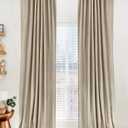 100% Blackout Shield Linen Blackout Curtains for Bedroom 96 Inches Long, Back Tab/Rod Pocket Living Room Drapes, Thermal Insulated Blackout Curtains 2 Panels Set, 50" W x 96" L, Oatmeal
