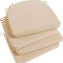 Basic Beyond Outdoor Chair Cushions Set of 4, Outdoor Cushions for Patio Furniture, Water Resistant Patio Chair Cushions with 2 Ties, 17x16x2, Beige
