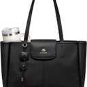 LOVEVOOK Laptop Tote Bag for Women,Nylon Work Totes with 15.6 Inch Laptop Compartments, Lightweight Fashion Purse with Large Cup Holder,Travel Tote with Luggage Straps (Black)