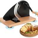 Premium Manual Bread Slicer for Sourdough & Crusty Artisan Breads | Adjustable Thickness Stainless Steel Blade with Suction Base + Scale Guide | Hand Crank Even Slicing for Home Bakeries & Commercial