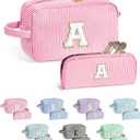 YOOLIFE Gifts for Teen Girls - Personalized Initial Makeup Bag, Birthday Gifts for Women Sister Friend Daughter Girls Kids ("Pink)