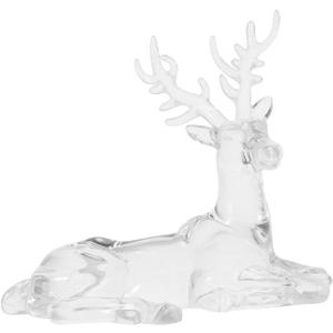 Transparent Elk Statue, 4.17x3.62x2.00in Acrylic Reindeer Ornaments, Lifelike Lying Deer Decorations for Holiday Home Decoration