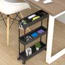 SPACELEAD Slim Storage Cart 3 Tier,Bathroom Organizer Rolling Utility,Mobile Shelving Unit Slide Out for Office, Kitchen, Laundry Room & Narrow Places,Black