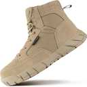 FREE SOLDIER Men's Durable Work Boots 6 Inches Lightweight Waterproof Hiking Boots Suede Leather Tactical Boots (10, Tan)