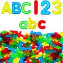 Bbiamsleep 134 Pcs Multi-Color Plastic Letters and Numbers Transparent Letters and Numbers Plastic Alphabet Letters Light Table Manipulatives for Counting and Spelling, Ages 3+