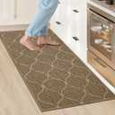 COSY HOMEER Kitchen Rug Non Slip Washable 24"x48", Absorbent Kitchen Mats for Floor, Runner Rugs for Kitchen Floor, 100% Polypropylene Kitchen Sink Rug (Beige)