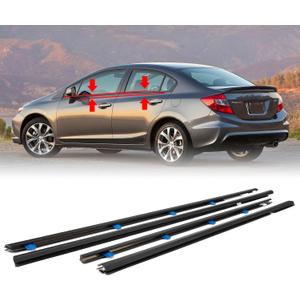 4Pcs Weatherstrip Window Moulding Trim Seal Belt Compatible with 2012-2015 Honda Civic Replace# 72410TR0A01