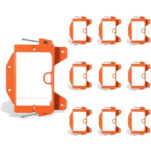 BestMounts - 10 Pack Nail-ON Low Voltage Mounting Brackets 1 Gang Multipurpose New Construction - Drywall Outlet Cable Wall Plate Bracket for Telephone Wire, Network Cable, HDMI, Speaker Wire (Orange)
