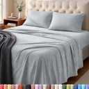 Utopia Bedding Queen Sheet Set - Jersey Knit Sheets 4 Piece – Cotton – Soft T-Shirt Stretchy Sheets (Heather Light Grey)