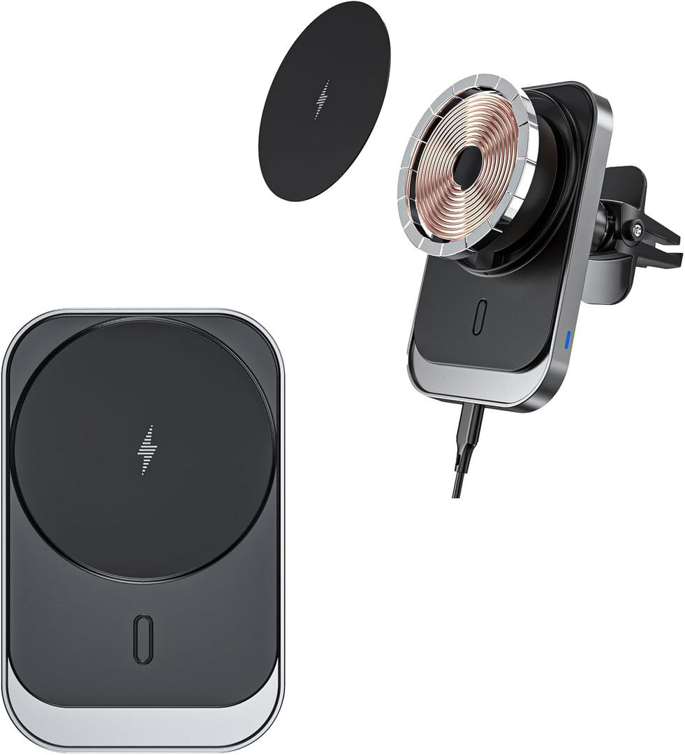 Cell Phone Holder,for Mag-Safe Car Mount Charger,Wireless Car Charger,Car Magnetic Wireless Charging,Stick on Dashboard Magnetic Phone Holder Mount for Smartphone,15W Fast Charging