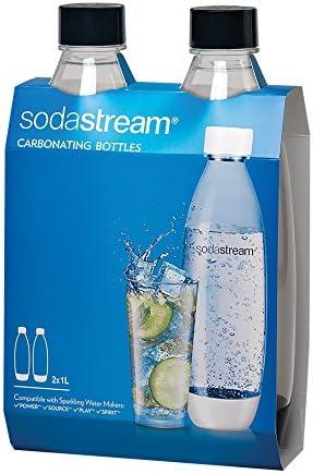 SodaStream Black 1L Slim Carbonating Bottles Twin Pack, Pack of 2
