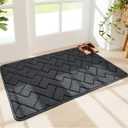 Walensee Indoor Doormat, Front Door Mat for Entrance (24"x35" Grey) Machine Washable Entryway Rug, Non Slip Trapper Door Rugs Absorbent Dirt Low Profile Shoes Scraper Inside Floor Mats for Entry