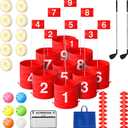 9 Holes Backyard Outdoor Golf Games with 2 Adjustable Clubs and 9 LED Light, Lawn Golf Game for Adults to Practice for Camping,Party,Backyard,Beach