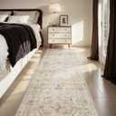 AMOAMI-2X10 Runner Rug-Washable Runners for Hallways-Soft Non Slip Bedside Rugs for Bedroom-Vintage Long Rug for Hallways Entryway Laundry Room Stair Kitchen Bathroom Beige