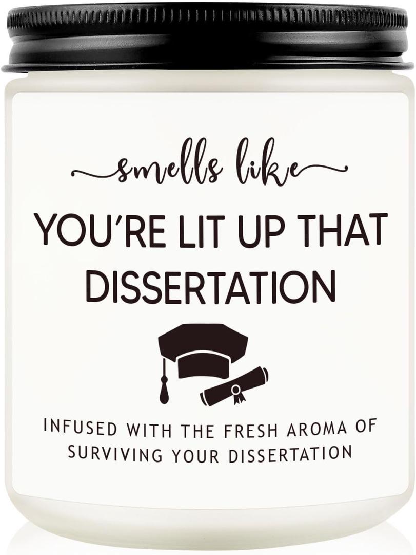Grad Candle Gifts, 2025 PhD Graduation Doctorate Degree Gifts for Women Men Funny Dissertation, Congratulations Grad, Graduation Present for Him, Her, Doctoral Graduates, PhD Student