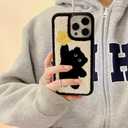 Compatible with iPhone 15 Pro Max Cat Phone Case,Cute Star Furry Phone Case,Funny Kawaii Kitty Plush Warm Fluffy Terry Texture Soft Protective Case for iPhone 15 Pro Max 6.7inch(Star Cat)